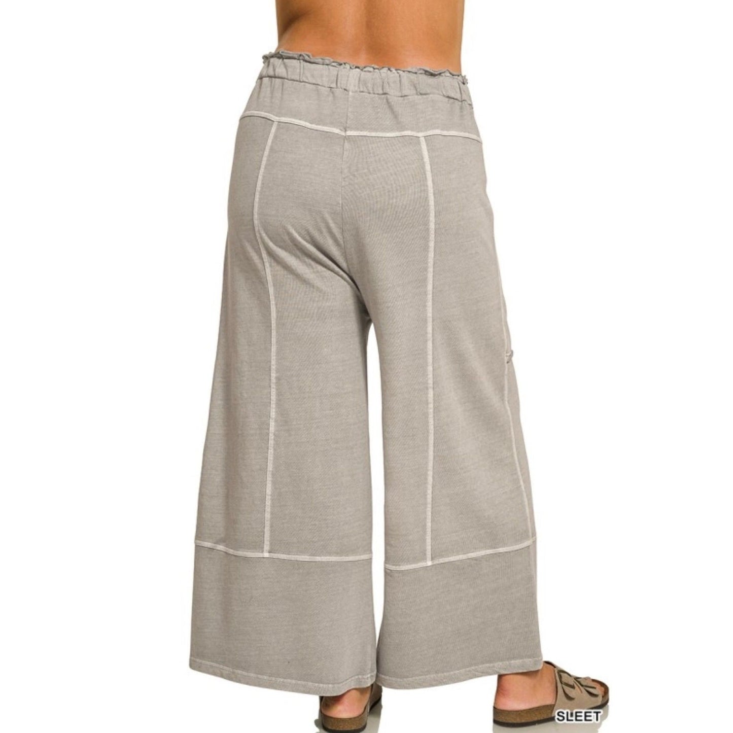 Zenana Sleet Gray Wide Leg Bottoms