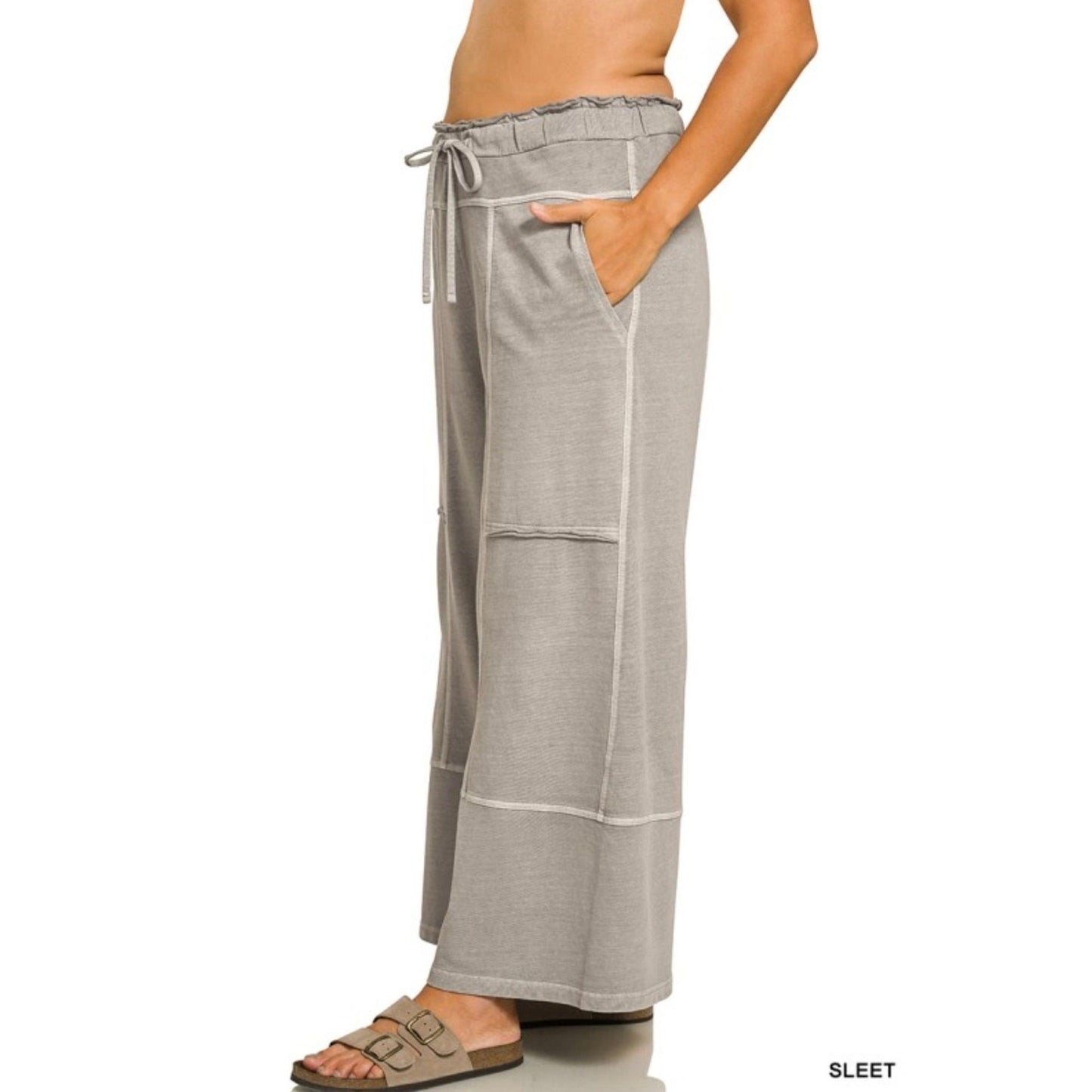 Zenana Sleet Gray Wide Leg Bottoms