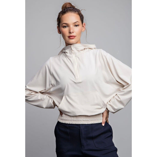 Rae Mode Bone Pullover Quarter Zip Hoodie - 1XL