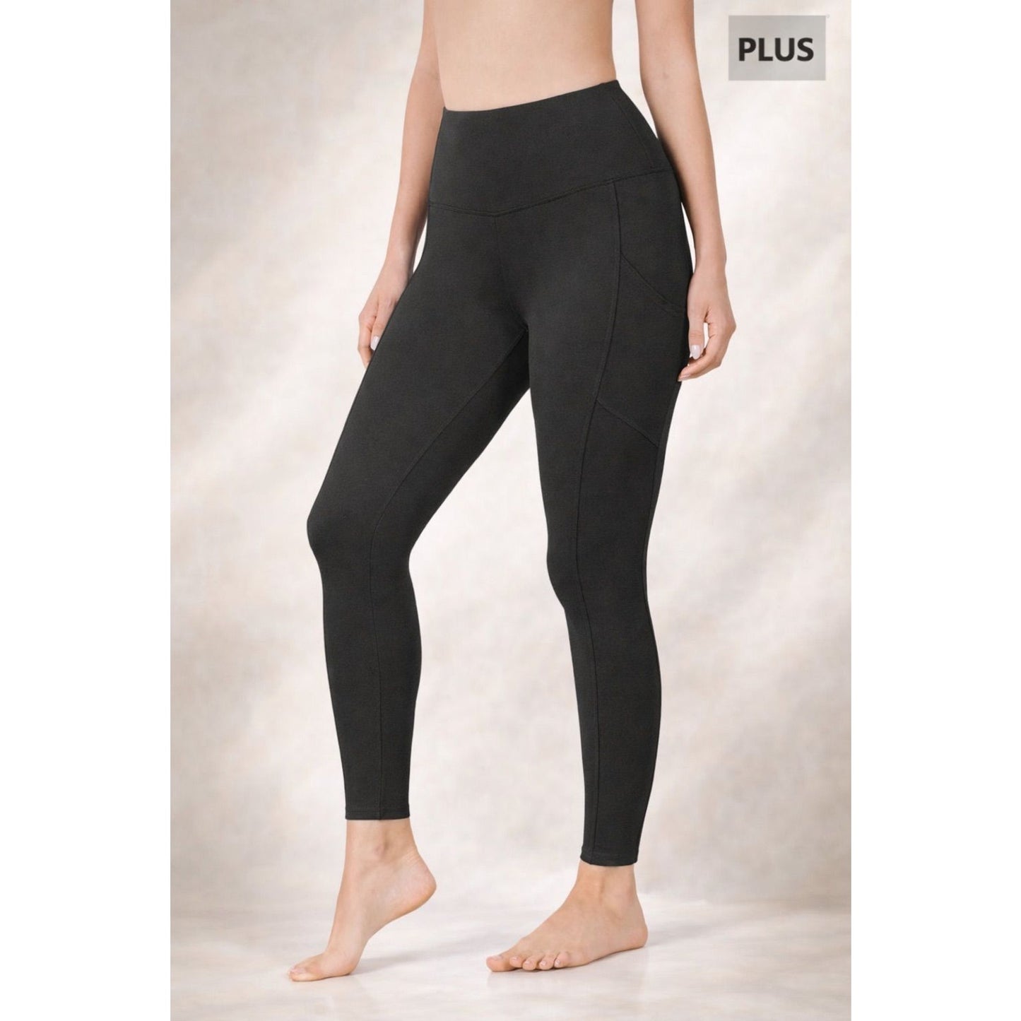 Zenana Brushed Microfiber Black Leggings with Side Pockets