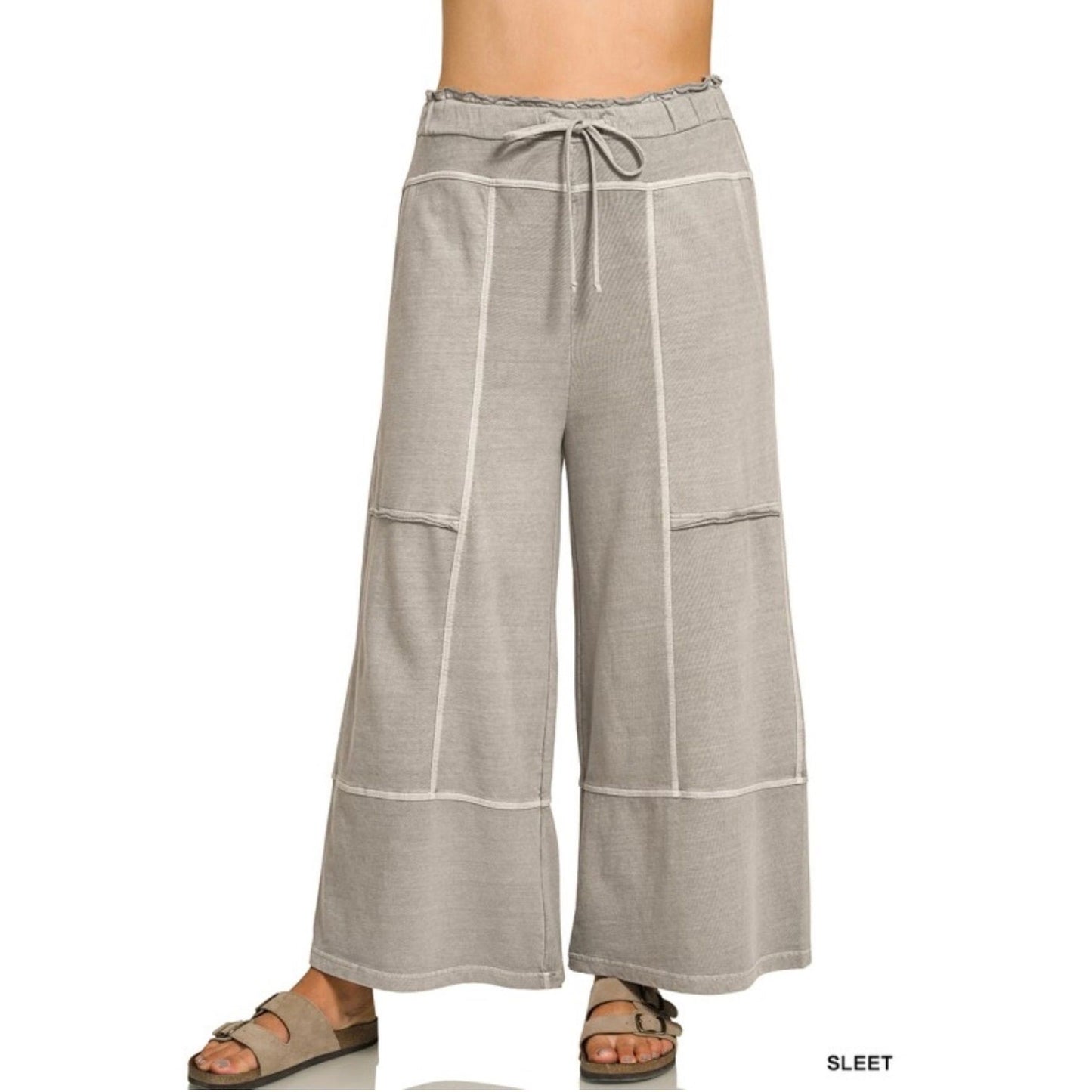 Zenana Sleet Gray Wide Leg Bottoms